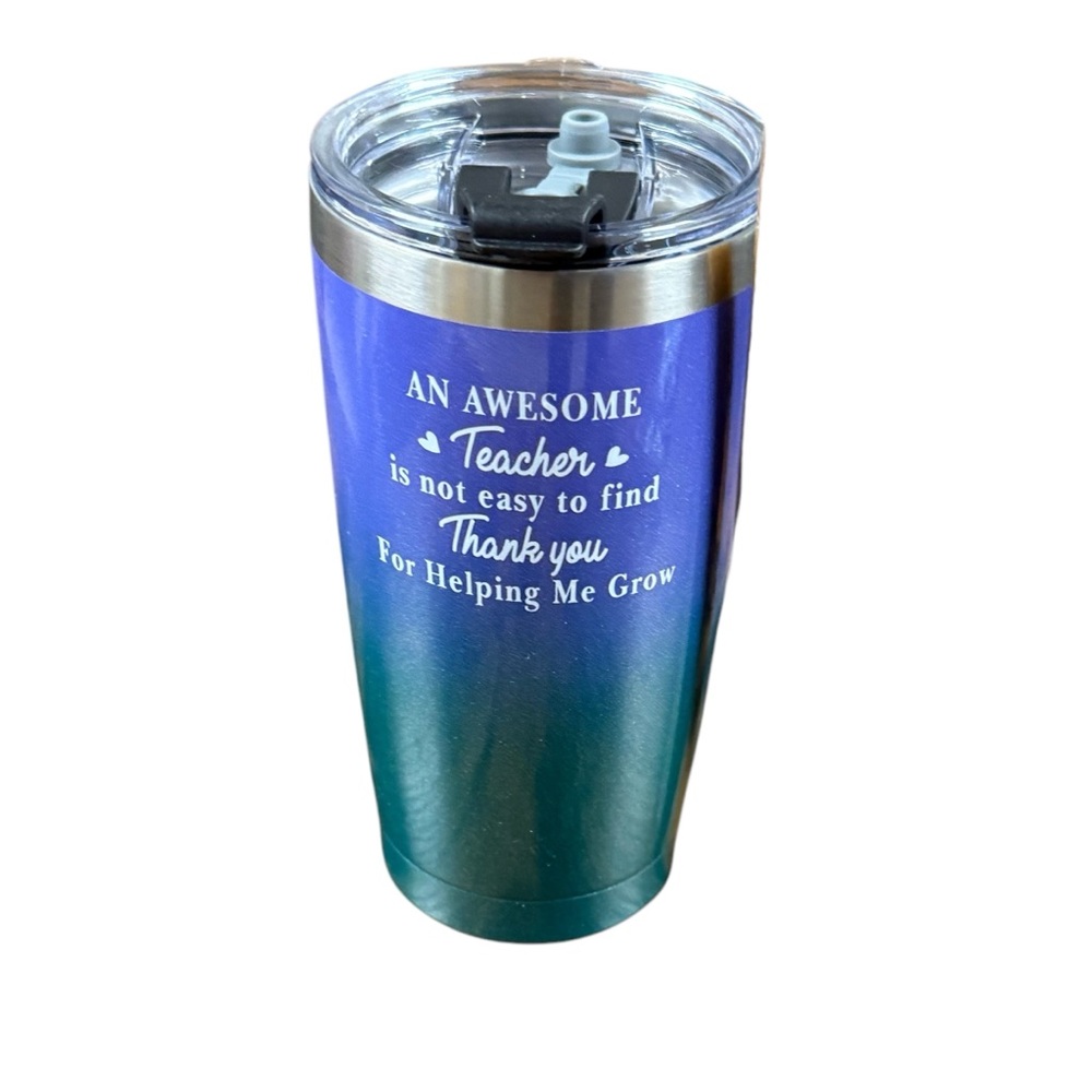Awesome Teacher 20 oz Tumbler with 2 Lids and a Scrub Brush